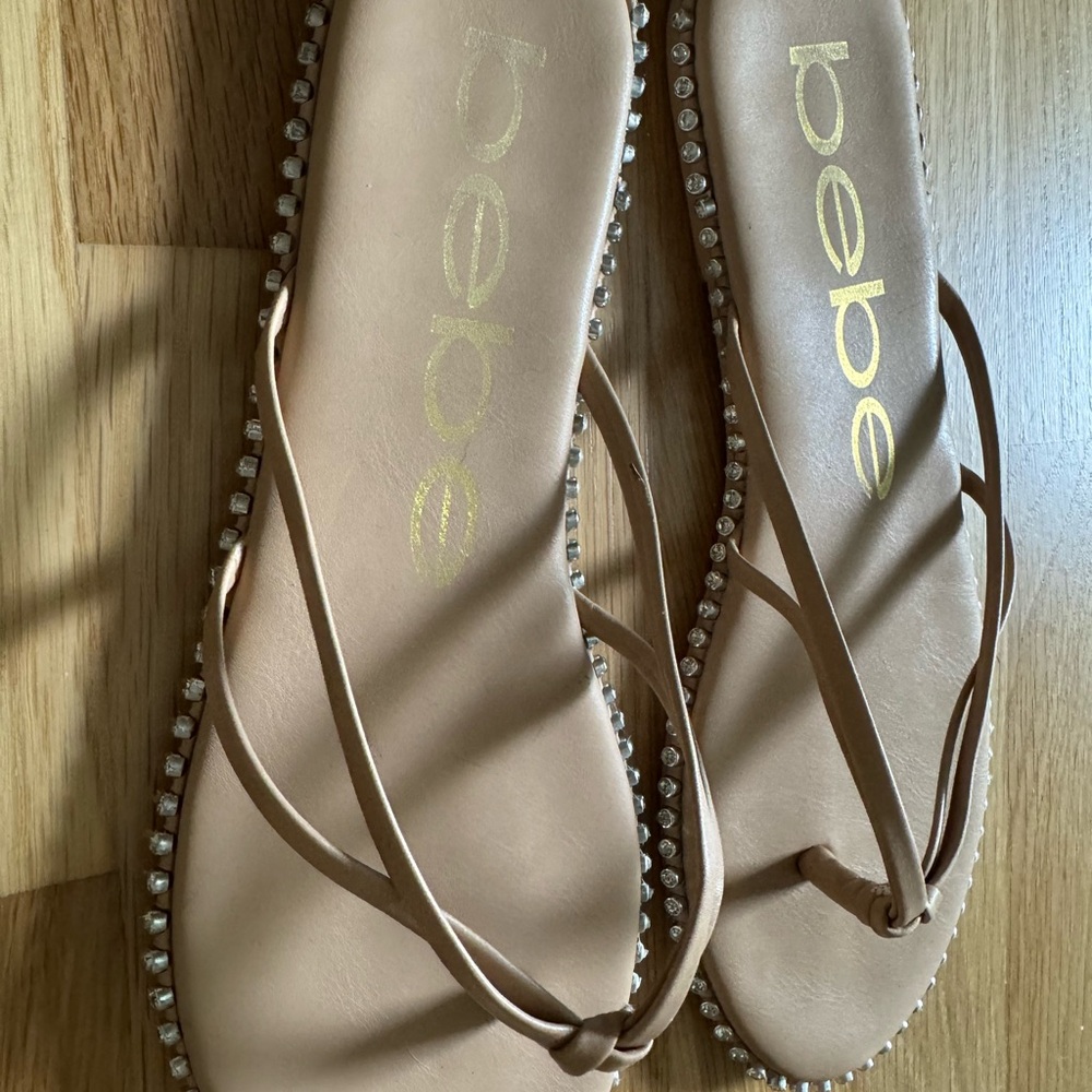 Bebe Tan Strappy Sandals